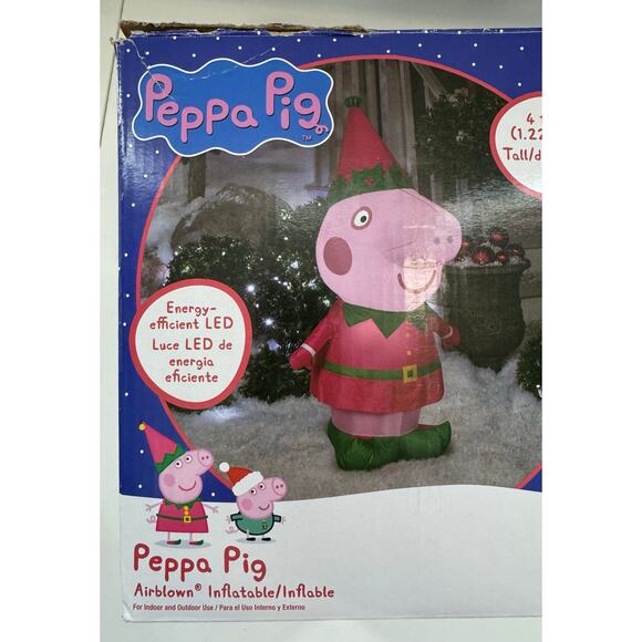 Gemmy 4 Foot Tall Holiday Christmas Yard Inflatable Lighted Peppa Pig - Picture 2 of 5